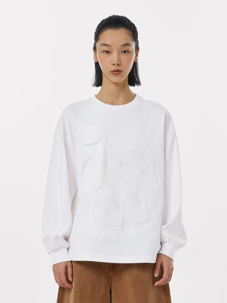 Solid-color sweatshirt with embroidered details — AGoodFun